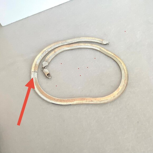 Sterling Silver 925 Italy Geometric Greek Key 6MM Herringbone Chain Necklace 16" - Picture 4 of 15